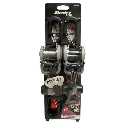 Master Lock Zurrgurt Druckratsche Spanngurt S-Haken Halteclip 4,25m x 25mm