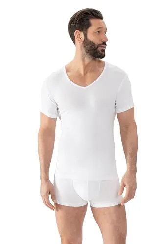 Mey Tagwäsche Casual Cotton Herren Shirts 1/2 Arm Weiß XL - Körpernahe Passform mit V-Ausschnitt, ideal für den täglichen Komfort. Hergestellt aus 100% supergekämmter Peru-Pima Baumwolle für ein angenehmes Tragegefühl.
