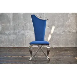 KAWOLA Stuhl AMALIA Esszimmerstuhl Barock Velvet blau in blau von KAWOLA
