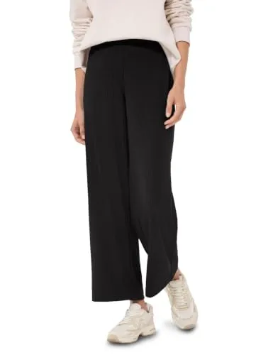 Street One Studio Wide Leg Hose in Rippstruktur Schwarz 38