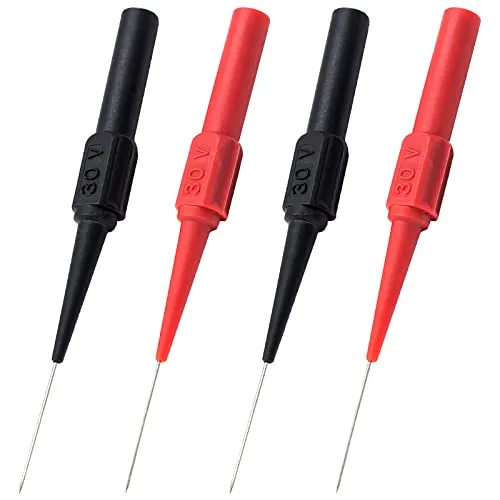 Paar Testsonden YUTOU 4mm Abnehmbare Sonde Multimeter Messleitung Sonde Isolationspiercing Nadel Bananenstecker kabel Sonde Edelstahl Multimeter Sonden für Stromtests (Rot+Schwarz) 2