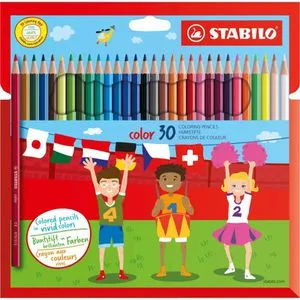 Buntstift STABILO color - 30er Pack, 30 verschiedene Farben inkl. 4 Neonfarben, ideal für Schule und kreative Projekte