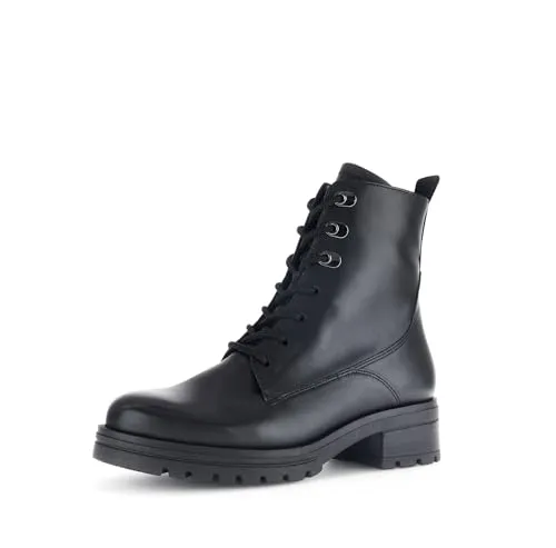 Gabor Damen Schnürstiefeletten Schwarz, 38 EU - Elegante Schnürstiefeletten aus hochwertigem Lack mit praktischem Reißverschluss. Ideal für den Übergang, bieten sie Komfort und Stil für jeden Anlass.
