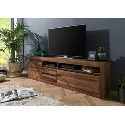 TV-Board Wild- Zerreiche 185x45x55 tabacco brown geölt MONTREUX #330 - TV-Lowboard aus massivem Holz, braun geölt, 185 cm breit und vollständig montiert – ideal für stilvolle Wohnzimmergestaltung.