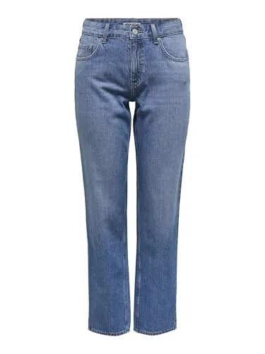 ONLY Female Straight-Fit Jeans ONLLUMI – Hohe Taille für besten Sitz - Elegante Straight-Fit Jeans mit hoher Taille, ideal für einen modernen Look. Hergestellt aus 75% Baumwolle und 25% recyceltem Material, vereint Stil und Nachhaltigkeit.