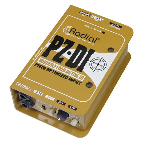 Radial Engineering PZ-DI B-Stock: Aktive DI-Box für Orchesterinstrumente - Effektgeräte für Gitarre & Bass, speziell für Piezo-Tonabnehmer, mit schaltbarem 15 dB Pad und regelbarem Low Cut für herausragenden Klang.