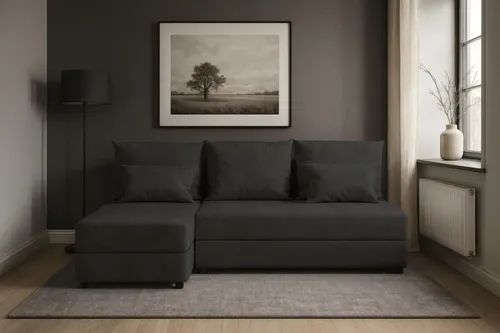 AX LIVING Sofa Klein mit Schlaffunktion Dolceo L Dunkelgraphit 206 cm
