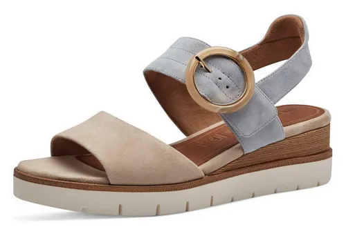 Tamaris Keilpumps in Beige - Elegante Tamaris Keilpumps aus hochwertigem Nubukleder, ideal für stilvolle Anlässe und den komfortablen Alltag.