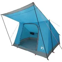 vidaXL Campingzelt Blau 282 x 225 x 154 cm - Outdoor-Zelt aus wetterfestem Polyester mit atmungsaktivem Design für optimalen Komfort beim Camping, inklusive praktischer Tragetasche.