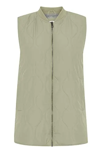 OXMO OXSvala Damen Weste Steppweste Outdoor Weste leicht gefüttert mit Blousonkragen, Größe:M, Farbe:Seagrass (166008)