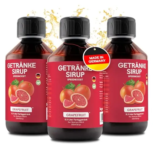 hCGC Immunsystem Sirup - SpeedBoost 3x 250ml, Vegan - Zuckerfreies Getränkekonzentrat für 12,5L Fertiggetränk - Fruchtsirup Immunsystem Booster mit Vitaminen & L-Carnitin | Grapefruit
