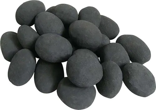 Keramiksteine, Schwarz, 24 Stück, Dekoratives Zubehör für den Ethanol Kamin, Schafft zusätzliche Gemütlichkeit im Kamin