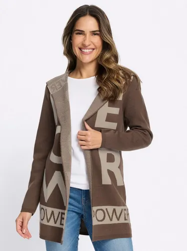 Sieh an! Long-Strickjacke Jacquard in Beige/Braun
