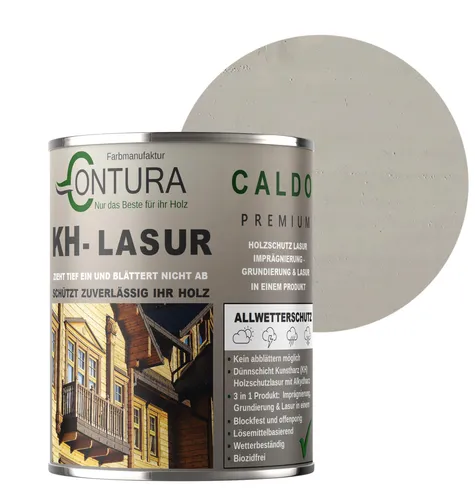 Contura KH Lasur 2,5Liter 3in1 Holzlasur Holzschutzlasur UV- Holzschutz Holzöl Dünnschichtlasur - R07044 Nebel Grau
