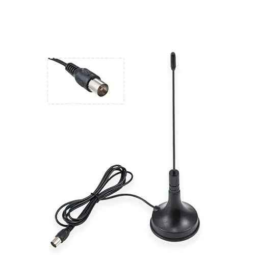 Vecys DVB-T HDTV Antenne für Smart TV 2dBi Indoor Digital Antenne mit Magnetfuß Stecker VHF UHF Mini 1.5m/4.92ft RG174 Koax Kabel für DVD LCD TV DVB-T Geräte