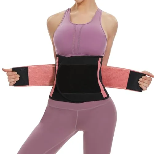SIHOHAN Bauchweggürtel, Schwitzgürtel Fitness Gürtel, Verstellbarer Taille Trimmer Gürtel Fitnessgürtel, Waisttrainer Taillenformer, Bauchgürtel für Herren und Damen(Rosa, XXL)