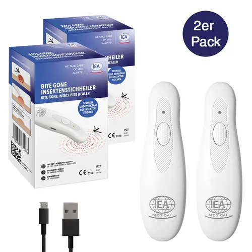IEA Medical Insektenstichheiler 2er Set – Elektrischer Stichheiler mit USB-C