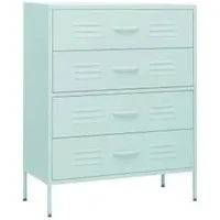 vidaXL Kommode Minzgrün 80x35x101,5 cm aus Stahl - Kommode in trendigem Minzgrün, robust und langlebig aus Stahl. Mit höhenverstellbaren Nivellierern und sanft gleitenden Schubladen für optimale Organisation.