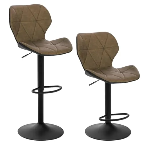 EUGAD 2X Barhocker höhenverstellbar aus Kunstleder und Stahl, Dunkelbraun
