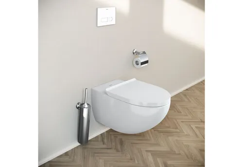 Duravit DuraVento Wand-WC Set, spülrandlos mit Softclose-Funktion - Modernes Wand-WC Set DuraVento in Weiß glänzend, spülrandlos und hygienisch. Genießen Sie das elegante Design und die einfache Installation dank der patentierten Durafix-Befestigung. Effizienter Wasserverbrauch für maximale Sauberkeit.