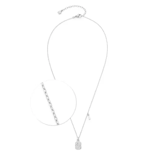 JEWELS BY LEONARDO Halskette Ciao Amarila - Elegante Damenkette aus silberfarbenem Edelstahl mit Zirkonia-Steinchen und Perlen-Anhänger, ideal für Layering-Looks und anpassbare Länge von 42-47 cm.