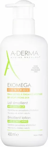 A-Derma Emollient Lotion Exomega 200 ml - Medizinische Körperpflege für trockene, empfindliche Haut. Bietet intensive Feuchtigkeit, beruhigt sofort Juckreiz und Rötungen. Ideal für Babys, Kinder und Erwachsene, frei von Parabenen und Duftstoffen.