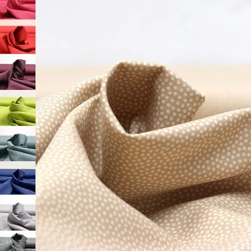 MAGAM-Stoffe Keno Tupfen Baumwollstoff Oeko-Tex Meterware 50cm (16. Beige)