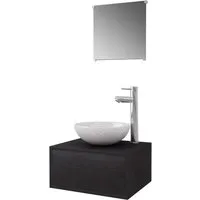 Produktbild vidaXL 4-TLG. Badmöbel-Set mit Waschbecken, Spiegel und Wasserhahn