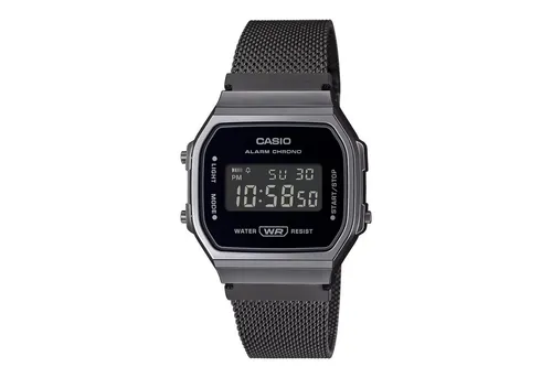 Casio A168WEMB-1BEF Herrenuhr - Digitale Eleganz in Schwarz - Kategorie: Armbanduhren, digitale Armbanduhr mit Tagesalarm, wasserdicht bis 30 m und stilvolles Edelstahlarmband für den modernen Herren.