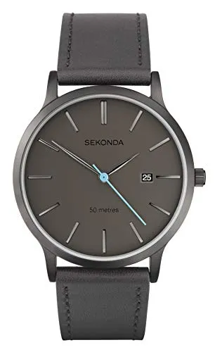 Sekonda Herren Dunkelgraues Lederarmband 40mm Freizeituhr 1844