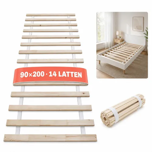 WOLKENLAND Lattenrost 90 x 200 cm | 14 Latten aus massivem Kiefernholz - Stabiler Lattenrost mit 14 Latten für optimale Matratzenunterstützung. Hergestellt aus robustem Kiefernholz, geeignet für alle Matratzentypen. Einfache Montage durch vorgebohrte Löcher.