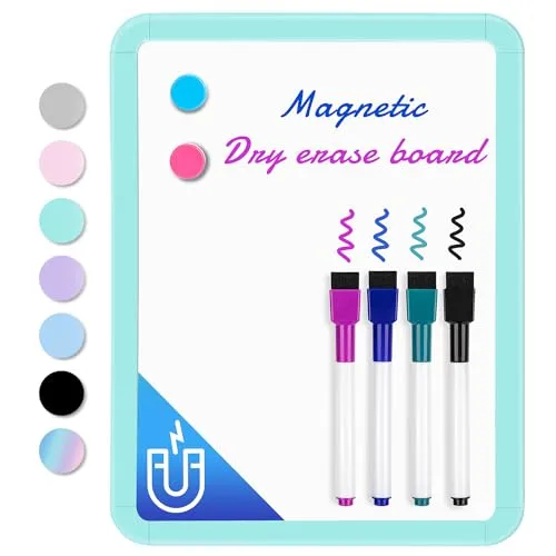 VUSIGN Magnettafel A4 mit Whiteboard Stiften & Zubehör – Magnetisches Whiteboard Klein für Zuhause, Schule & Büro – Trocken abwischbar mit Magneten, Klebepads & Stift mit Schwamm, Grüner