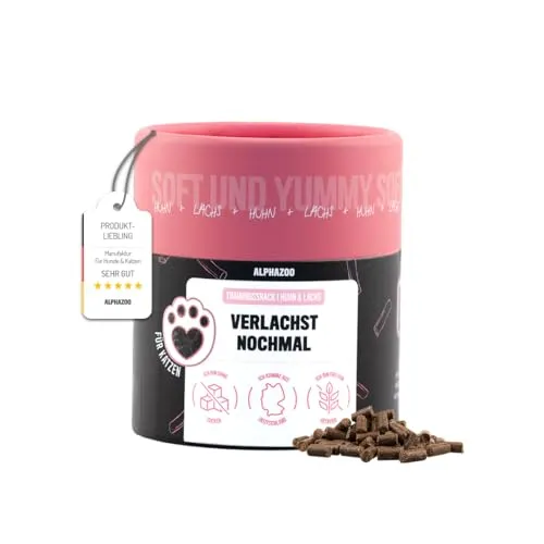 alphazoo Verlachst Nochmal 65g I Softe Leckerli Sticks Lachs + Huhn für Katzen I Extra fleischig, Getreidefrei, Zuckerfrei I Natürliche Katzensnacks I Gesunde Katzenleckerlies zur Belohnung I Snack