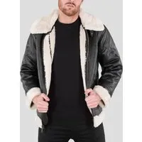 Alpha Industries Herren B3 FL Lederjacke, Black, L von Alpha Industries