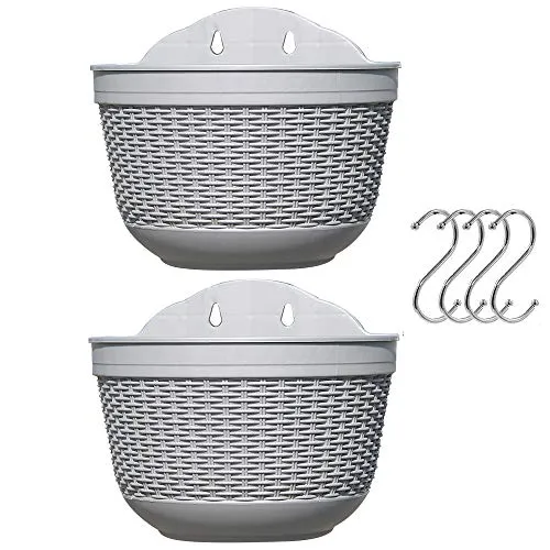 Stück Blumenampel, Φ 21CM Hängende Pflanzgefäße, Hängende Blumentöpfe Blumentopf Kunststoff für Innen Außen, Hängetopf für Pflanzen mit Ablaufauslass und 4 Haken, für Garten, Zaun, Terrasse(C) 2