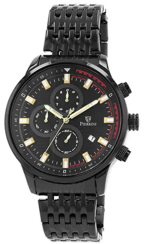 Pierrini Herren Chronograph – Sportlich-elegante Edelstahl Armbanduhr mit Stoppuhr - Armbanduhren für Herren mit 45 mm Edelstahlgehäuse, lumineszierenden Zeigern und 3 ATM wasserdicht – ideal für Business und Freizeit!