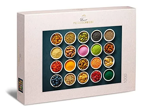 Ulmer Puzzleschmiede - Puzzle Superfood - innovatives 1000 Teile Erwachsenen-Puzzle mit Energie - das Puzzle gleichzeitig für Einsteiger und Puzzle-Profis - Mutige Puzzler puzzeln ohne Vorlage