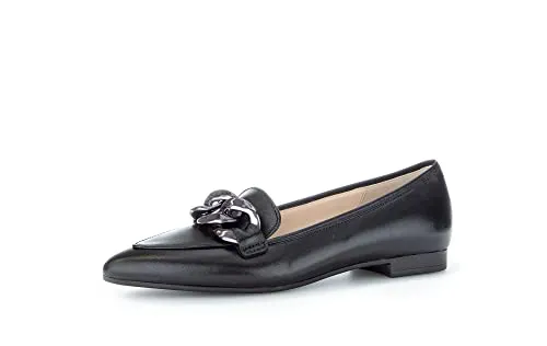 Gabor Damen Klassische Ballerinas, Frauen Flats,Abendschuhe,Slip-ons,Ballerina-Schuhe,Ballett-Schuhe,flach,schwarz(Altsilber),38.5 EU / 5.5 UK