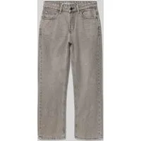 Garcia Straight Fit Jeans mit Logo-Patch Modell 'Ilyano' in Mittelgrau, Größe 152