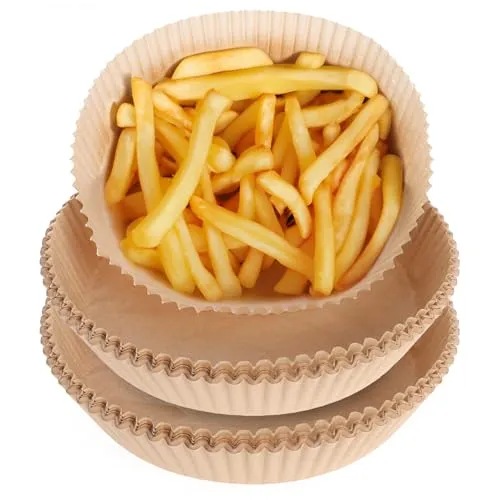 com-four® 100x Backpapier für Heißluftfritteuse, Airfryer Pergamentpapier | antihaftbeschichtete Papiereinlagen für Heißluftfritteuse und Backofen