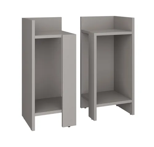 Vicco Nachtschrank Lenar 2er-Set, Greige, 27 x 60 cm - Moderne Nachttische im praktischen 2er-Set, ideal für Schlafzimmer oder Flur. Offene Ablagen bieten viel Stauraum für Bücher und Deko. Platzsparend und vielseitig kombinierbar.