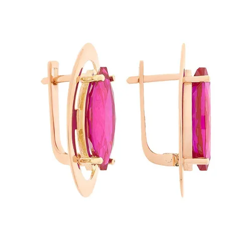 Golders Paar Ohrhänger Ohrringe aus 585 Rotgold mit rotem Rubin (Set, 2-tlg), eleganter Damen Gold Schmuck