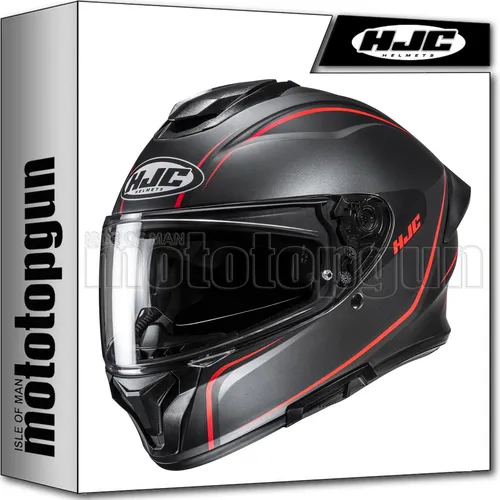 HJC C71 Quez Motorradhelm XL - Komfortabler Integralhelm in Schwarz-Rot Matt - HJC C71 Integralhelm in Größe XL, leicht und belüftet für optimalen Tragekomfort. Ideal für ATV, Onroad und mehr, inkl. Aufbewahrungstasche und kratzfestem Visier.