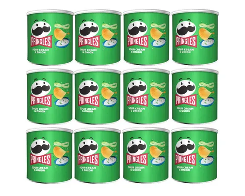 Pringles Knabberei, Pringles Sour Cream and Onion Sauerrahm und Zwiebeln 70g 12er Pack