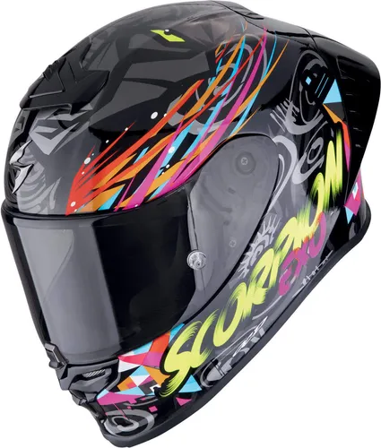 Scorpion EXO-R1 Evo II Air Savage Integralhelm schwarz unisex, S - Motorradhelm mit Panoramasicht von 190° und verbesserter Belüftung. Ideal für Rennbedingungen und Alltag, bietet Sicherheit und Komfort durch das AIRFIT-System und herausnehmbares Innenfutter.