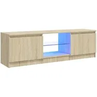 vidaXL TV Schrank mit LED-Leuchten - Sonoma-Eiche - TV-Halterungen: Moderner TV-Schrank mit RGB-LED-Beleuchtung für stimmungsvolles Ambiente und ausreichend Stauraum für Ihre Mediengeräte.