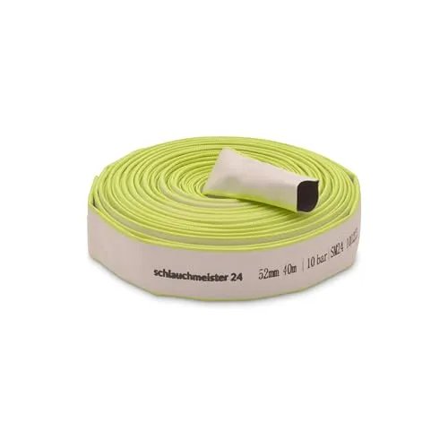 Ø 2 Zoll - 52 mm, 40 m Flachschlauch | Bauschlauch | Industrieschlauch | Synthetischer Gummi, Weiß mit Grün, 10 Bar, -20°C bis +60°