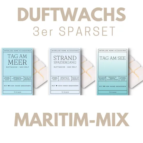 Interluxe Duftwachs 3er Sparset - Maritim Tag am Meer, See & Strandspaziergang