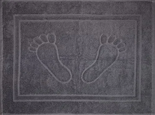 Unbekannt Duschvorleger, Badematte, Frottee, Frottier, 50 x 70 cm, Uni einfarbig, Badvorleger, 100% Baumwolle (grau-Füße)