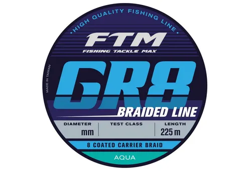 Fishing Tackle Max Angelschnur FTM GR8 Line Aqua - 225m geflochtene Angelschnur, 0.12 m Länge, 0.12 mm Fadendurchmesser, (225-St)